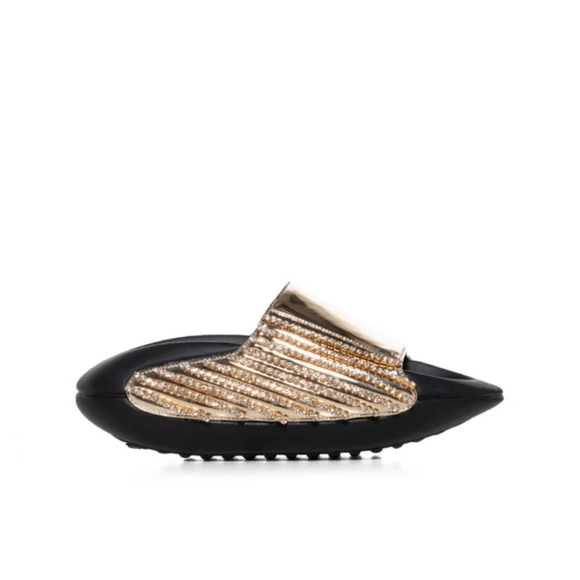 AZALEA WANG BUGGY GOLD METALLIC EMBELLISHED SLIDE - Picture 2 of 4